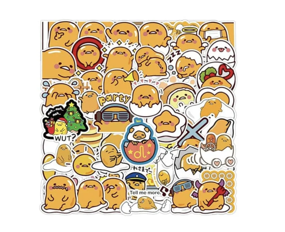 Sanrio 60 Piece Waterproof Sticker Set Gudetama